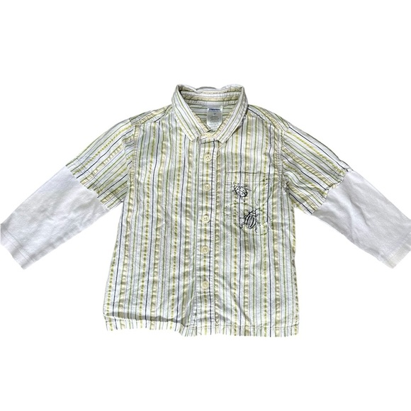Gymboree Boys Bug Print Yellow/Green Flannel Button Down Shirt 2T - Picture 1 of 7